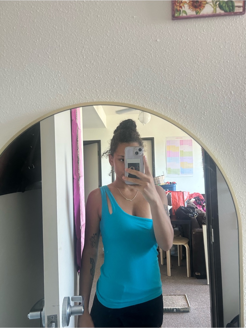 Moda International one shoulder teal top